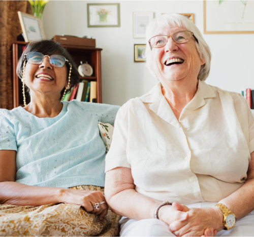 two women smiling